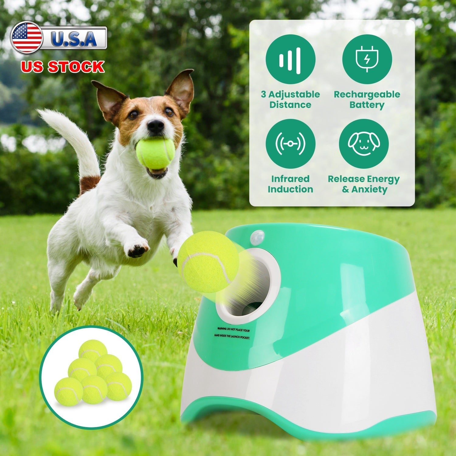 Automatic Ball Launcher — Includes 6 Tennis Balls
