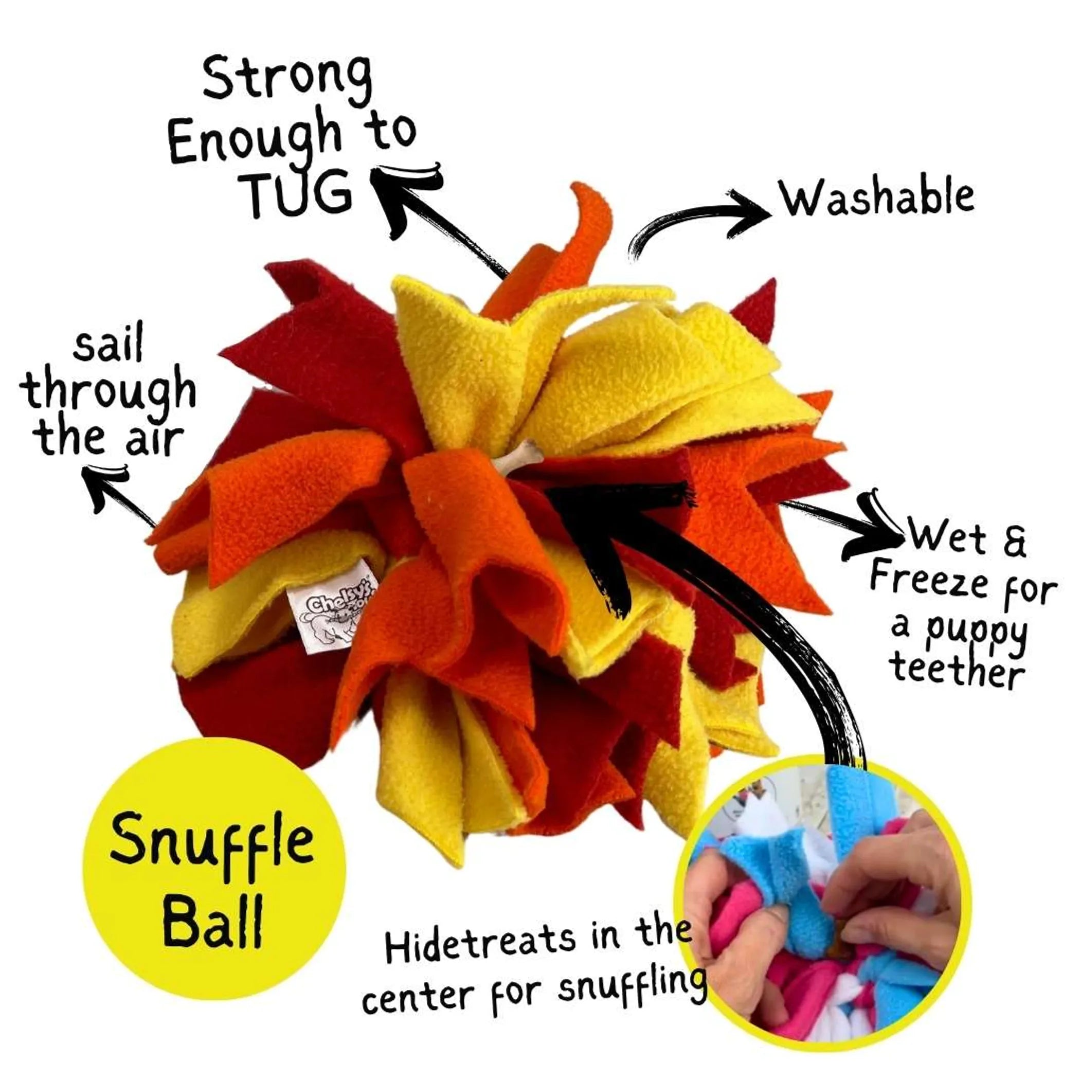 3-in-1 Enrichment Tube — Tug, Treat Dispenser & Snuffle Ball