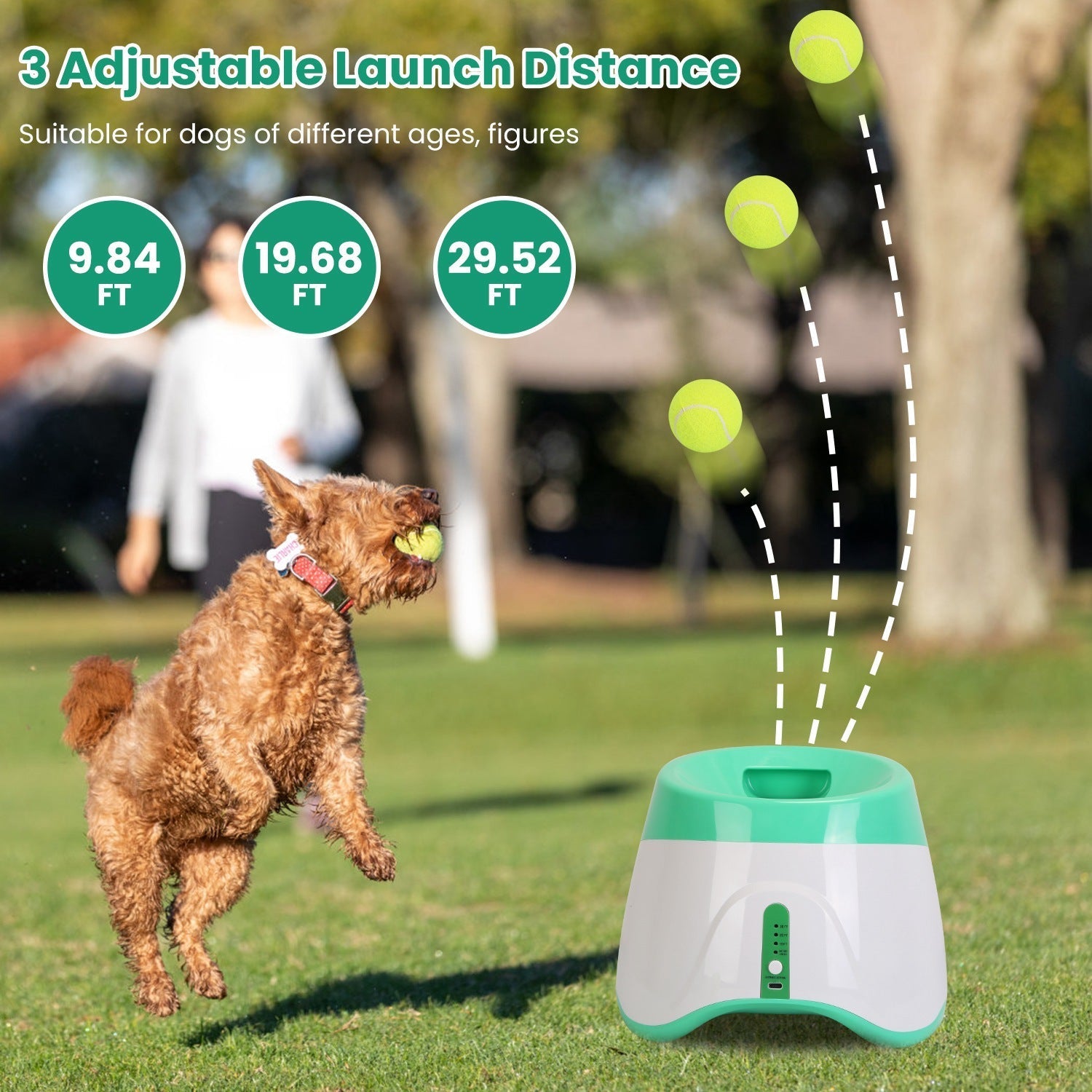Automatic Ball Launcher — Includes 6 Tennis Balls