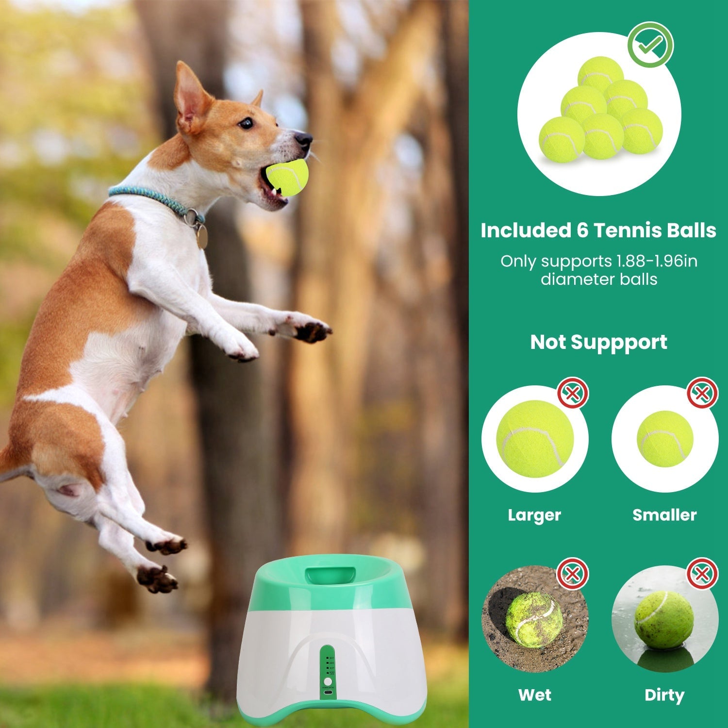 Automatic Ball Launcher — Includes 6 Tennis Balls